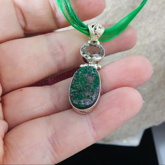 Natural Green Uvarovite Garnet Pendant - Picture 2 of 9